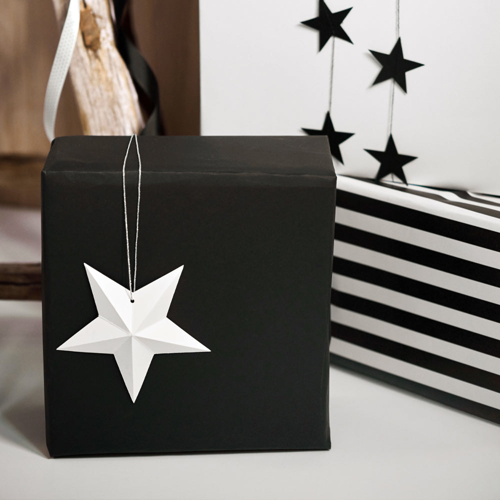 White Paper Stars Hanging Christmas Decoration - Pack of 6