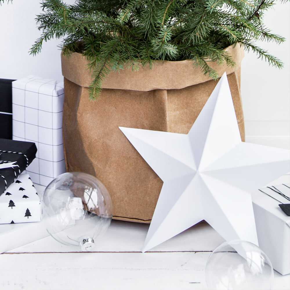 White Paper Stars Hanging Christmas Decoration - Pack of 6