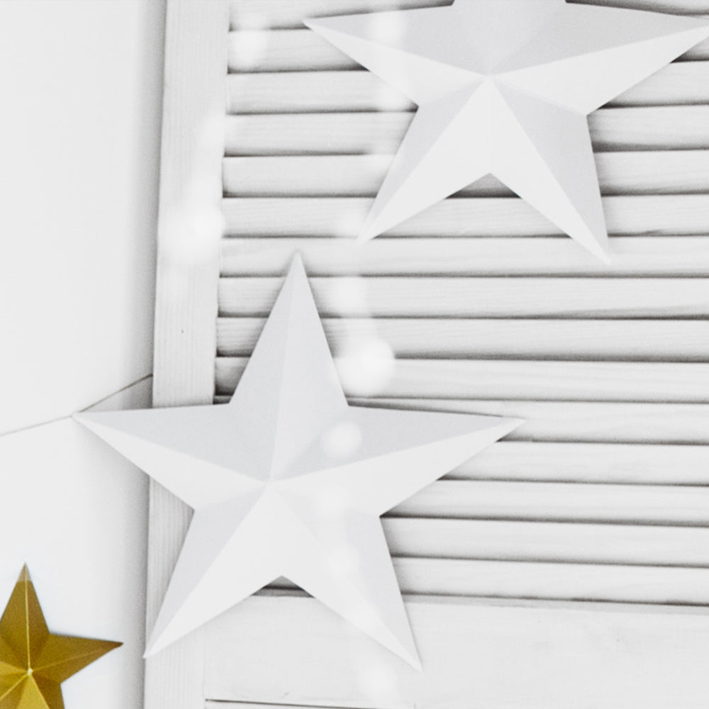 White Paper Stars Hanging Christmas Decoration - Pack of 6