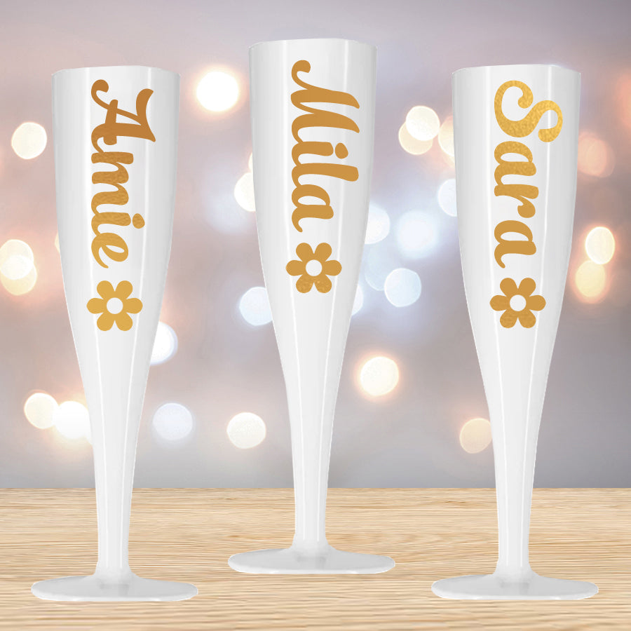 Daisy Flower Personalised Champagne & Prosecco Flute Glass - 175ml - Each