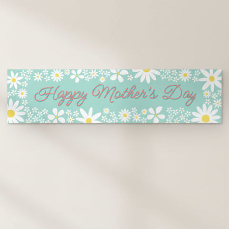 Daisy Light Teal Happy Mother's Day Banner - 120cm x 30cm
