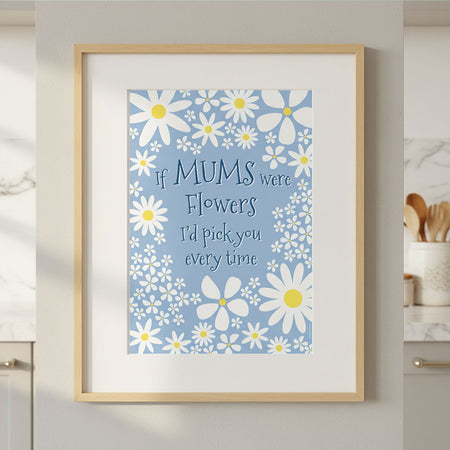 Pale Blue Daisy Mum Quote Poster - A3