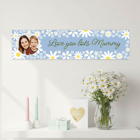 Pale Blue Daisy Personalised Photo Banner - 120cm x 30cm