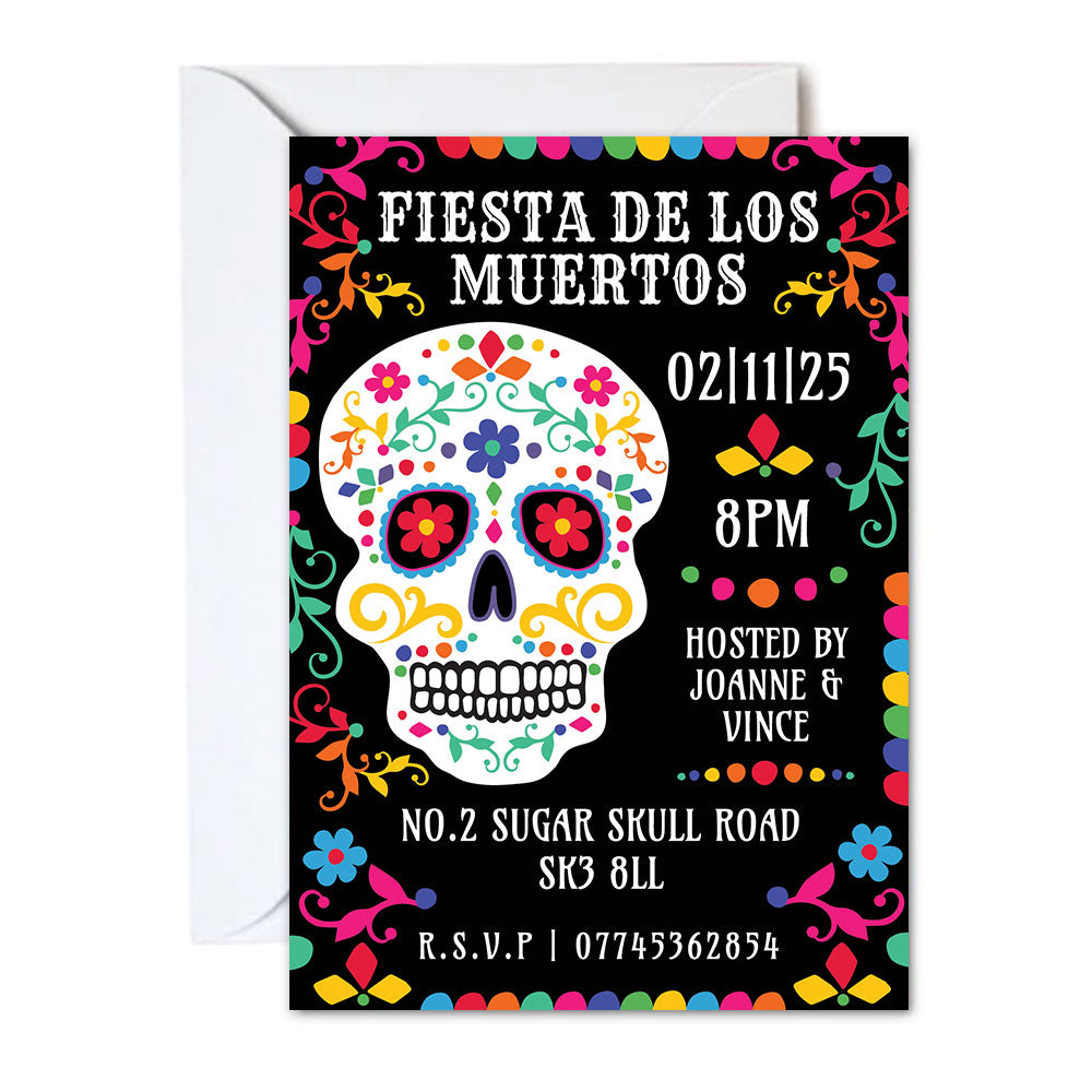 Day of the Dead Personalised Party Invitation - Pack of 16