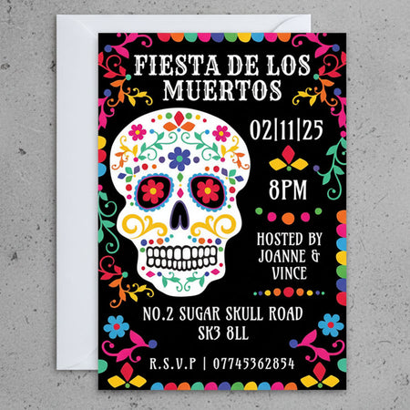 Day of the Dead Personalised Party Invitation - Pack of 16