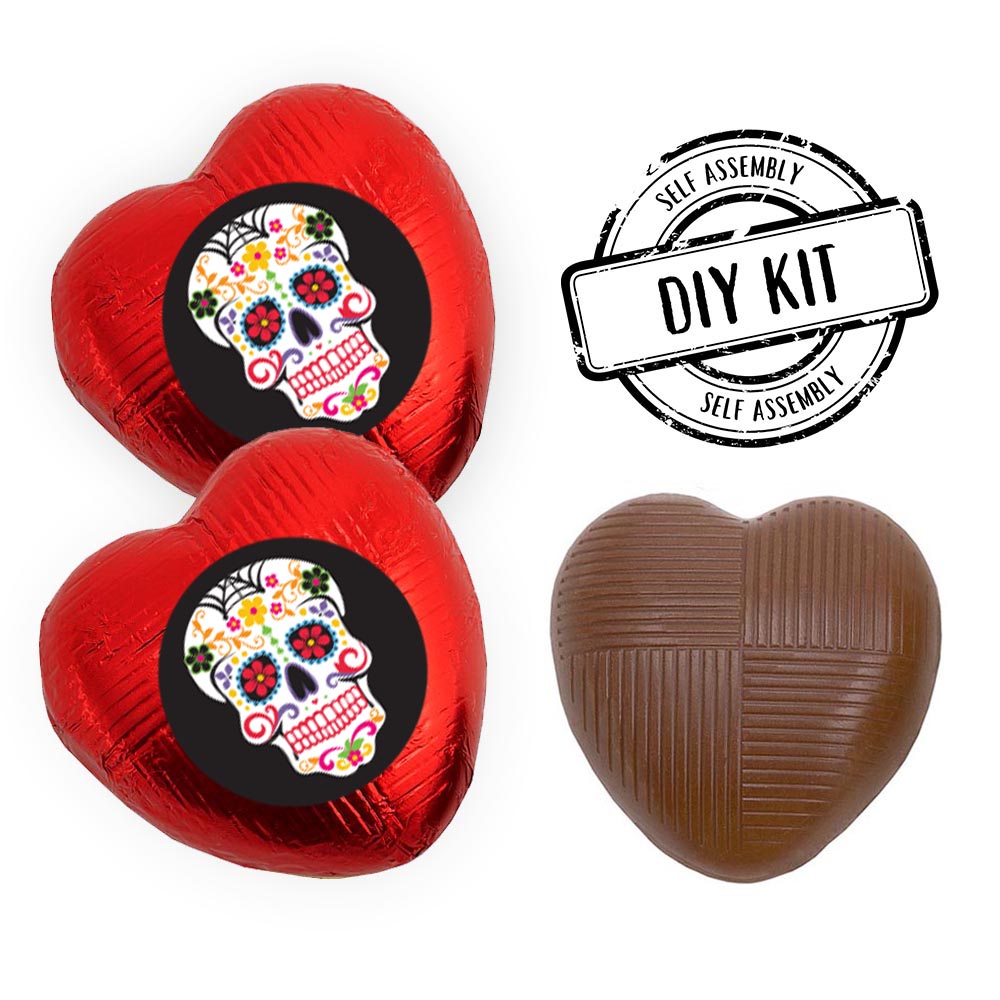Day of the Dead Heart Chocolates Kit - Pack of 24