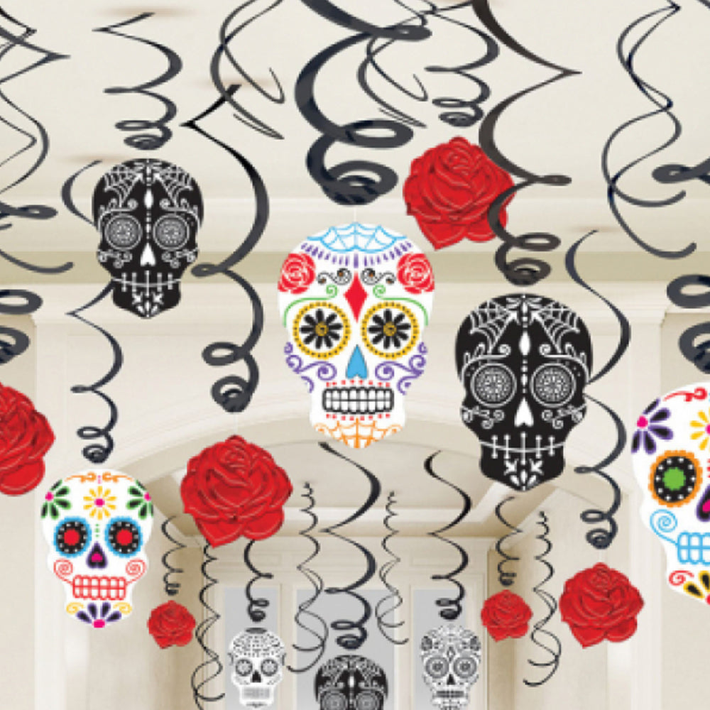 Day of the Dead Swirl Decorations - Pack of 30