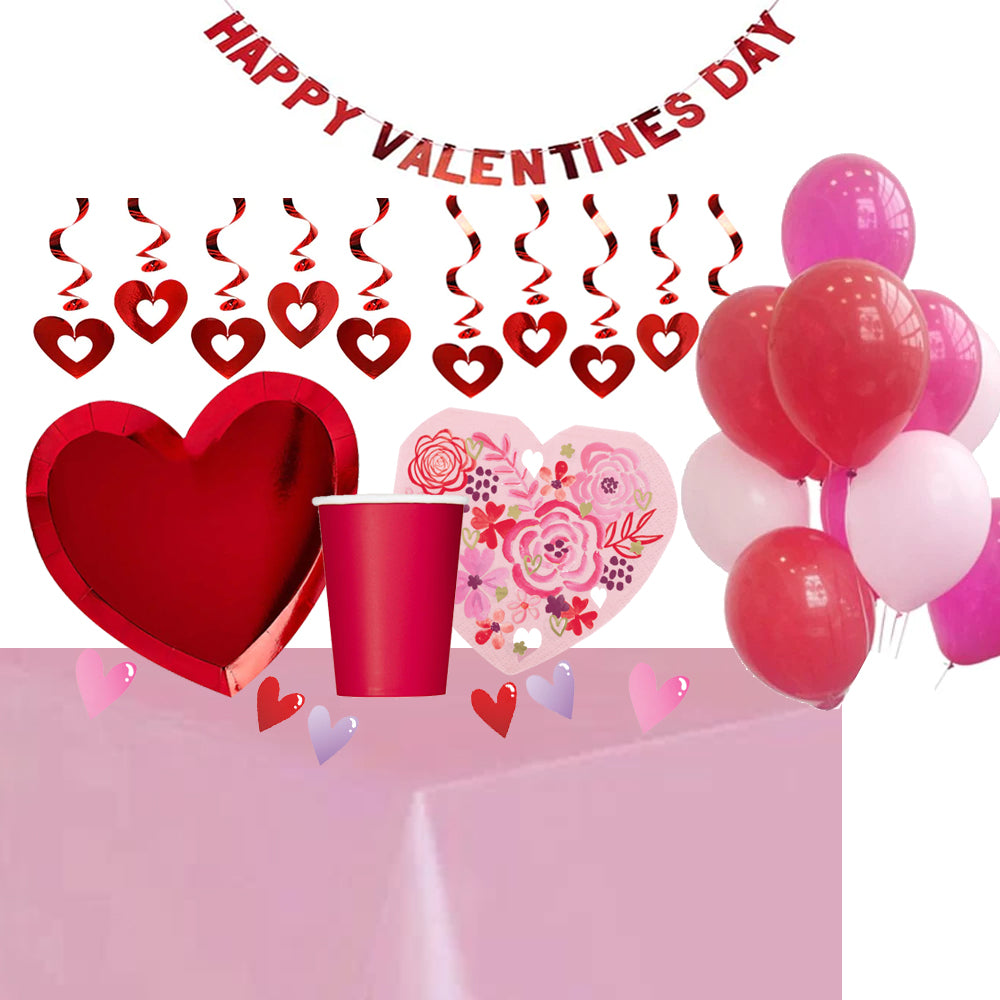 Deluxe Valentine's Tableware and Decoration Pack