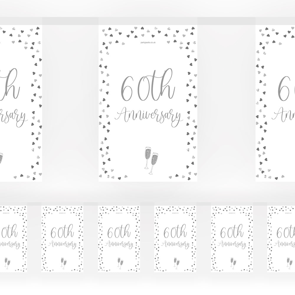 Diamond 60th Anniversary Paper Flag Bunting 2.4m Party Packs