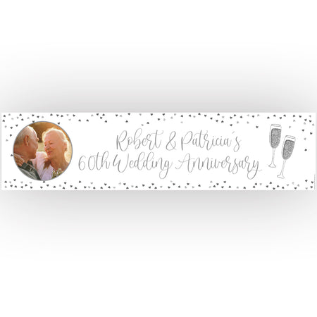 Diamond 60th Anniversary Personalised Photo Banner - 1.2m