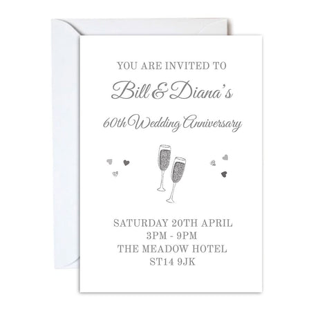 Diamond 60th Anniversary Personalised Invitations - Pack of 16