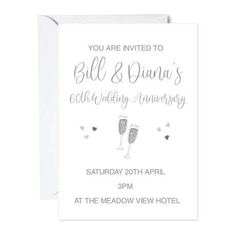 Diamond 60th Anniversary Personalised Invitations - Pack of 16