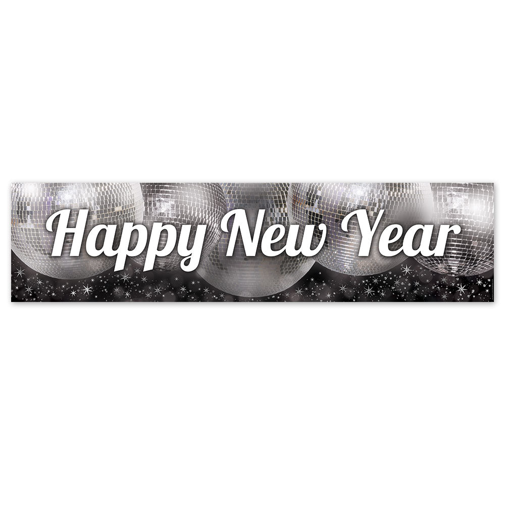 Disco Party Happy New Year Banner - 120cm x 30cm