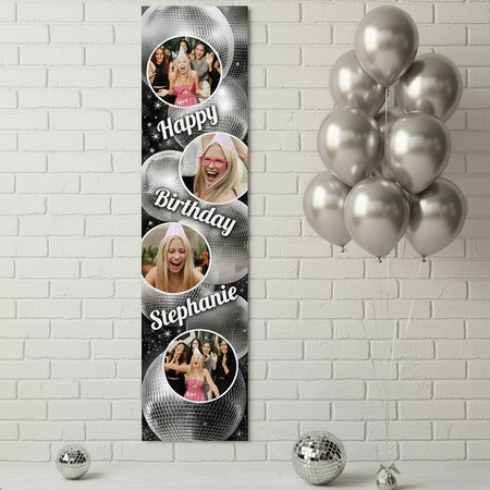 Disco Party Personalised Multi Photo Portrait Banner - 1.2m