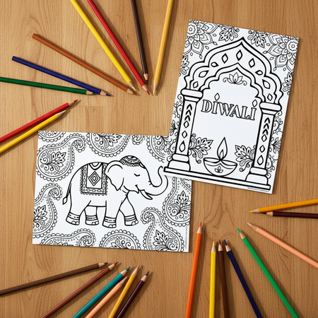 Diwali Colouring in Sheet - A4