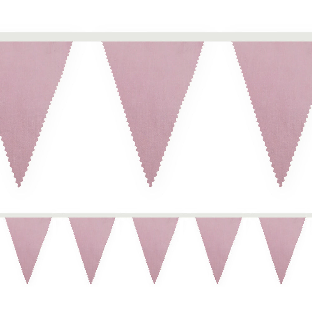Dusky Pink Fabric Pennant Bunting - 24 Flags - 8m