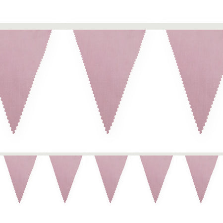 Dusky Pink Fabric Pennant Bunting - 24 Flags - 8m