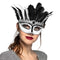 Magpie Sequin Black & White Feather Venetian Masquerade Eye Mask