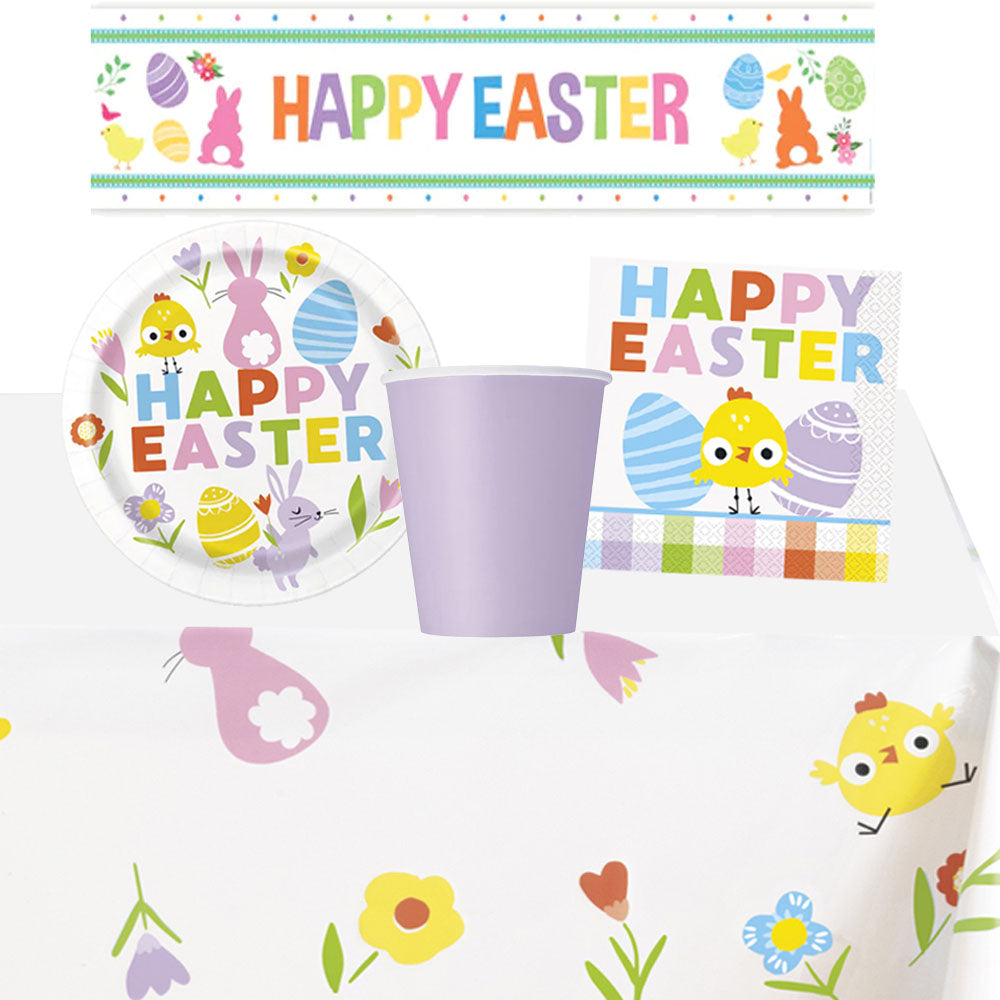 Easter Gingham Tableware Pack For 8 with FREE Banner!