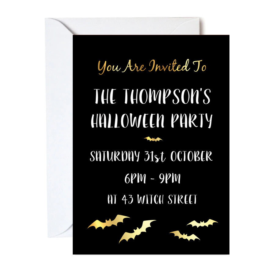 Halloween Eat, Drink & Be Scary Personalised Invites - Pack of 16