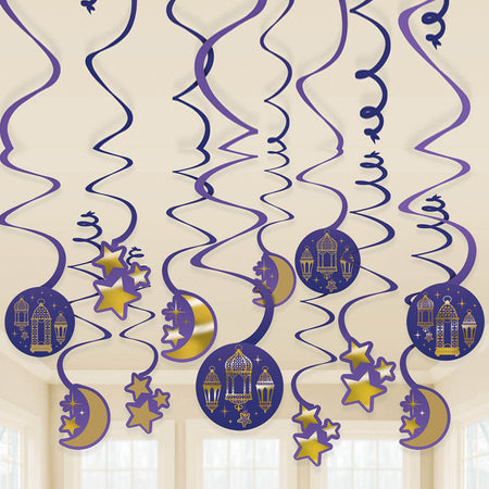 Eid Swirl Decorations - Pack of 12