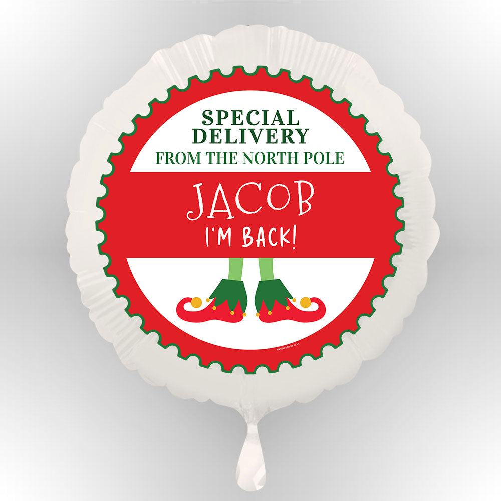 Personalised Christmas Elf I'm Back Balloon (Not Inflated)