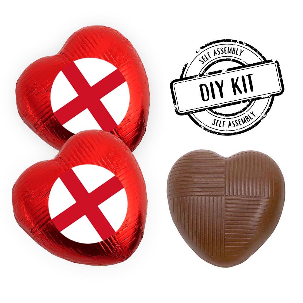 England Flag Heart Chocolates Kit - Pack 24