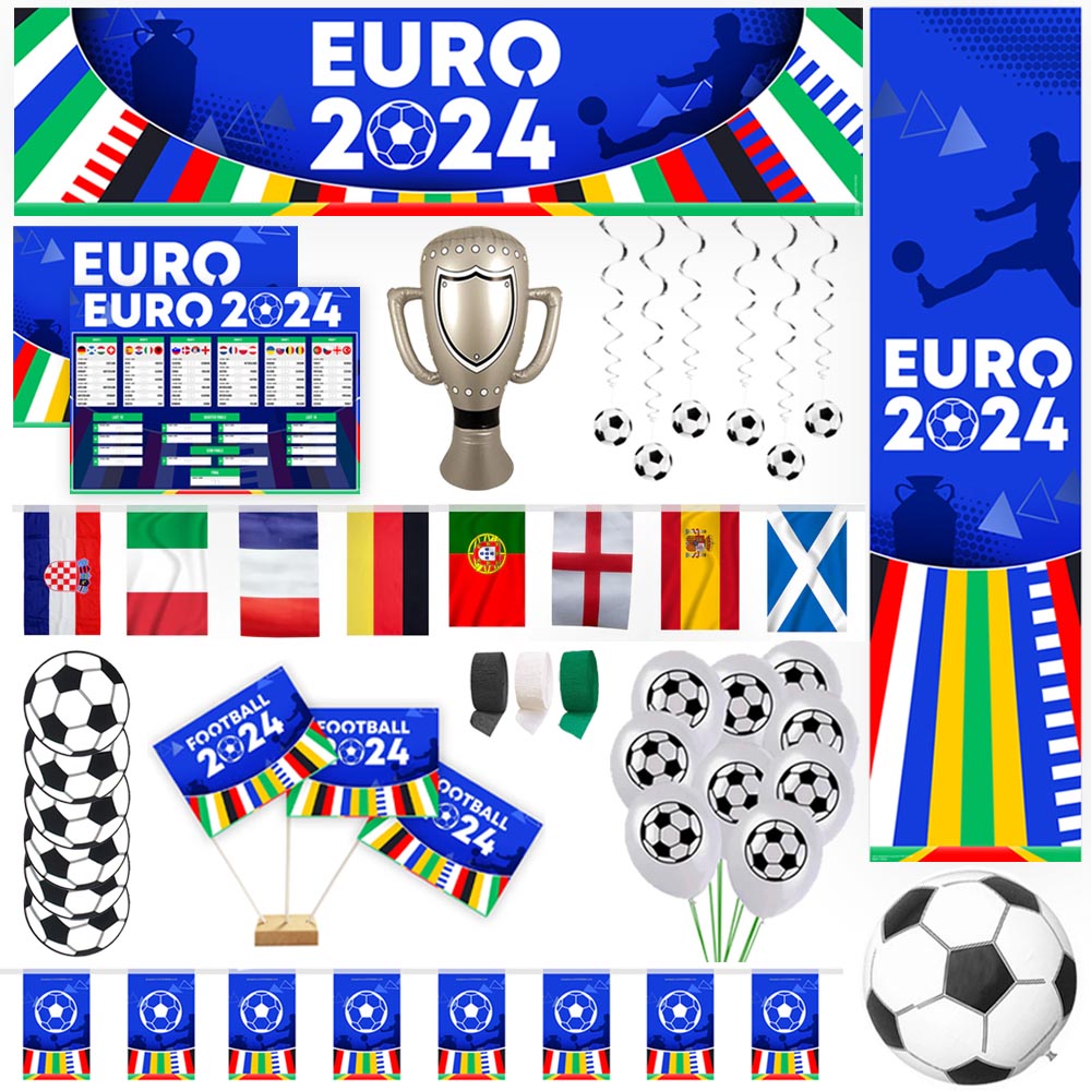 Large Euro 2024 Football Decoration Party Pack - With Match Fixtures Poster