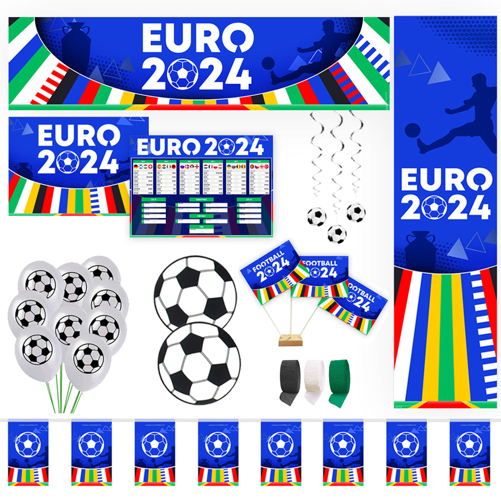 Euro 2024 Football Decoration Party Pack - With Match Fixtures Poster