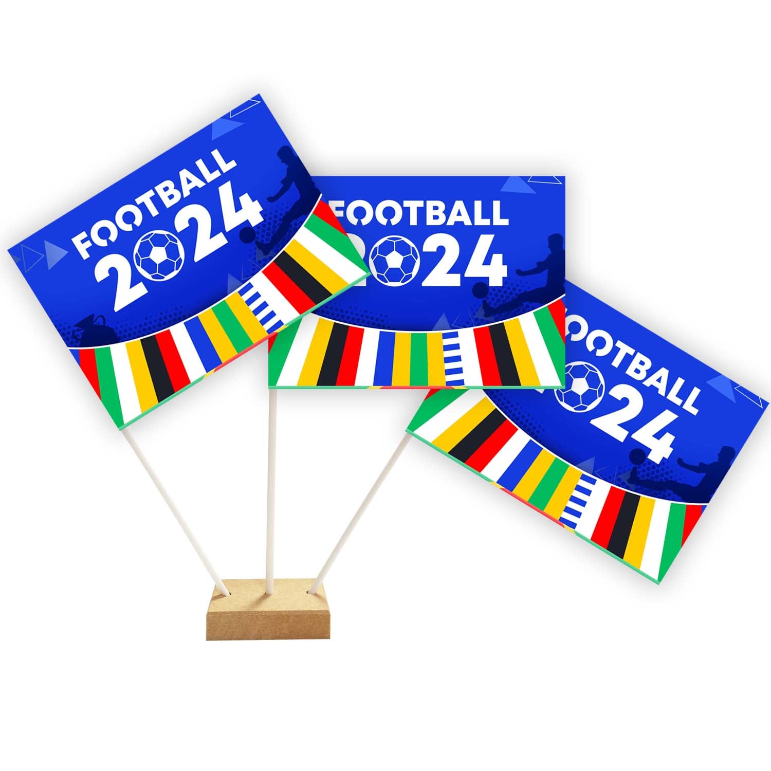 Euro Football 2024 Paper Table Flags - 15cm on 30cm Pole - Each
