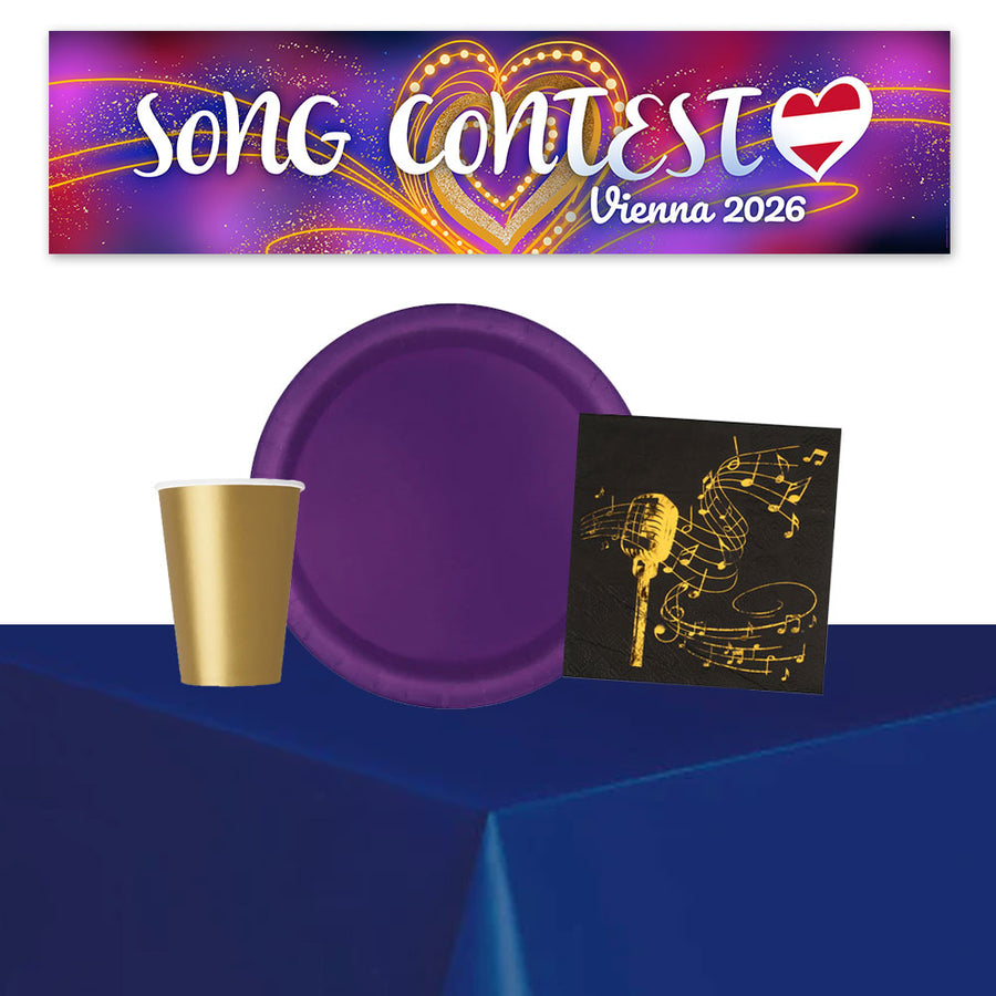 Song Contest Tableware Pack for 8 with FREE Banner | Party Packs