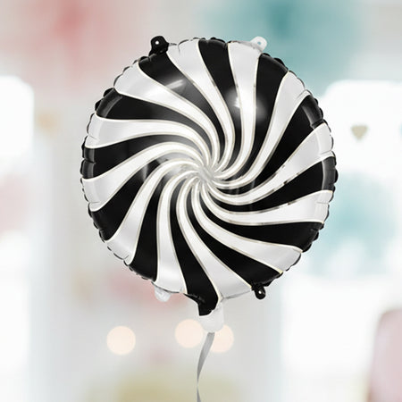 Black and White Candy Swirl Foil Balloon - 14