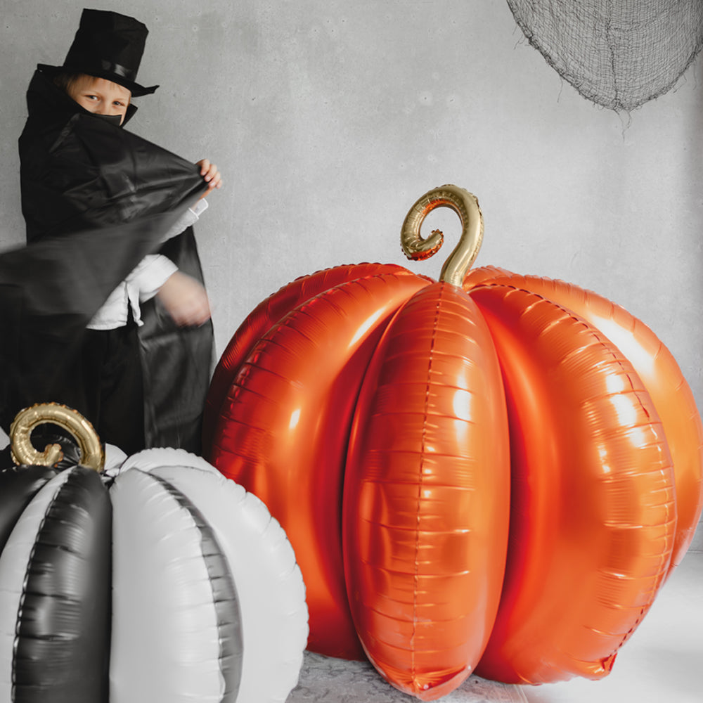 Large Orange 3D Pumpkin Sitting Foil Balloon - 35"