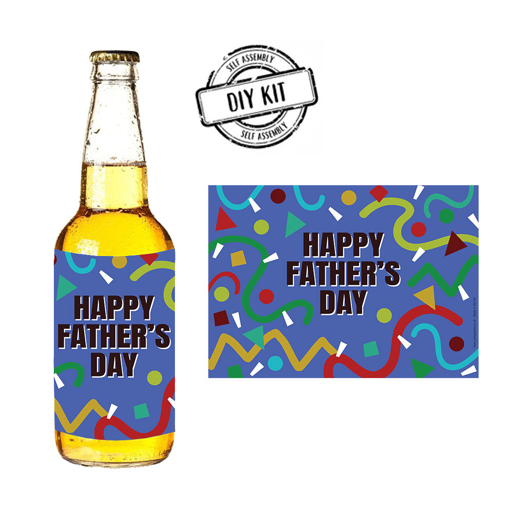 Father's Day Retro Geometric Beer Bottle Labels - Sheet of 4
