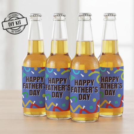 Father's Day Retro Geometric Beer Bottle Labels - Sheet of 4