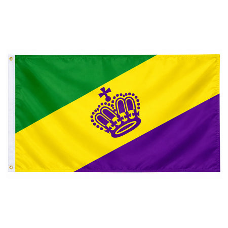 Mardi Gras Polyester Fabric Flag - 5ft x 3ft