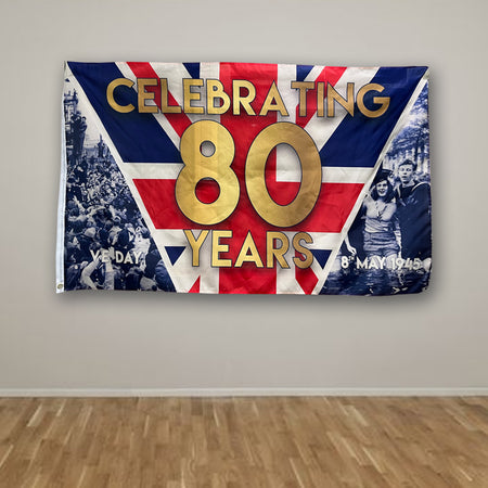 VE Day 80th Anniversary Polyester Flag - 5ft x 3ft