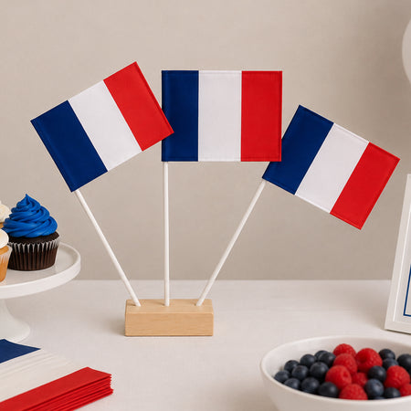 French Paper Table Flags - 15cm on 30cm Pole - Each