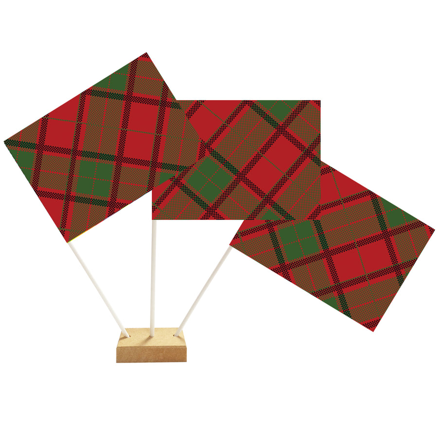 Tartan Red Paper Table Flags - 15cm on 30cm Pole - Each – Party Packs