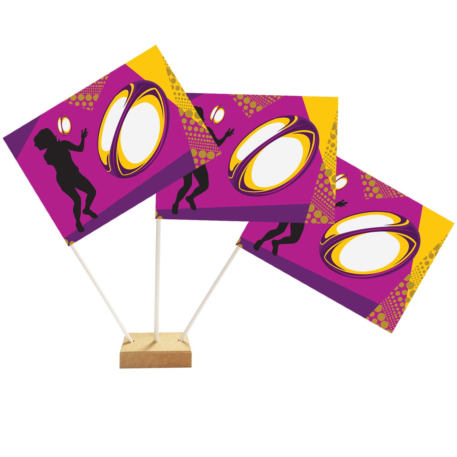 Women's Rugby Paper Table Flags - 15cm on 30cm Pole - Each
