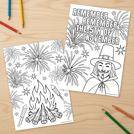 Firework Night Colouring in Sheet - A4