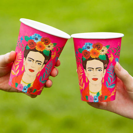 Boho Frida Kahlo Large Paper Cups - 340ml - Pack of 8