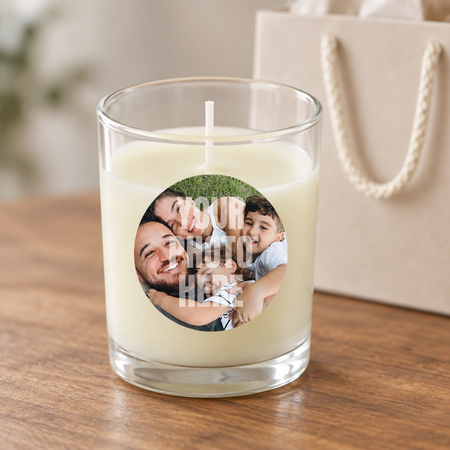 Full Photo Personalised Unscented Candle in Glass Holder - 6.5cm - Each