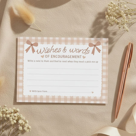 Brown Gingham Baby Shower Advice Cards - Pack of 8