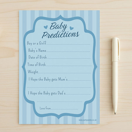 Baby Predictions Baby Blue Baby Shower Cards - Pack of 8
