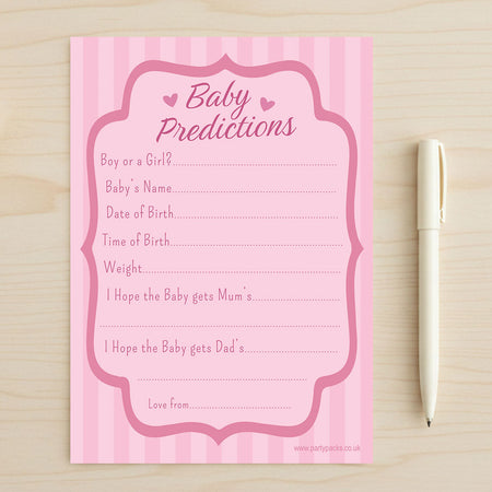 Baby Predictions Baby Pink Baby Shower Cards - Pack of 8