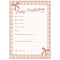 Baby predictions sheet with checkered border and bows on a white background