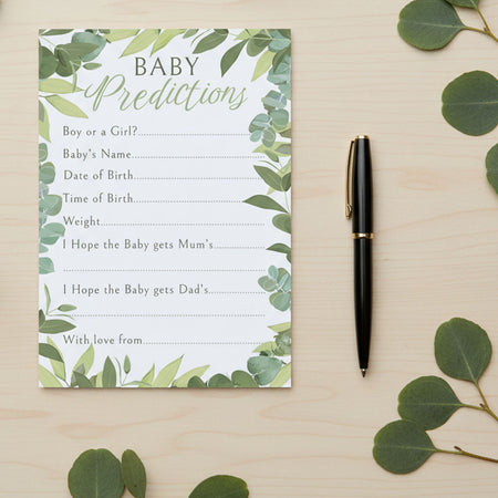 Baby Predictions Botanical Baby Shower Cards - Pack of 8