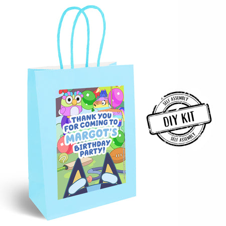 Blue Dog Personalised Paper Party Favour Bags - Pack of 12