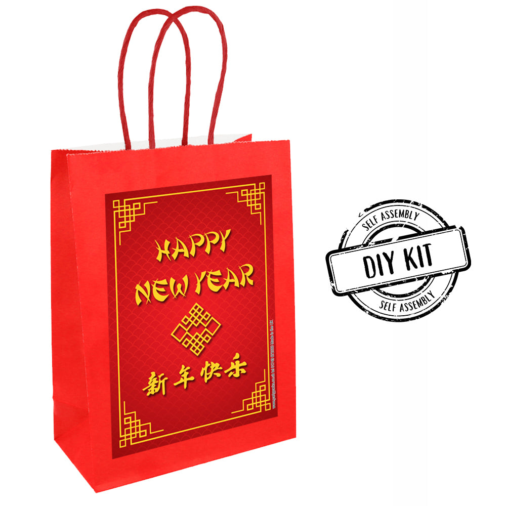 Chinese New Year Paper Party Bags - Happy New Year - Pack of 12